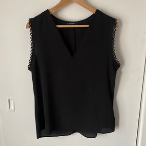 Stella &Dot Black Rae Scallop Trim Sleeve Tank Sz: M